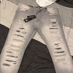 Distressed Gray Jeans